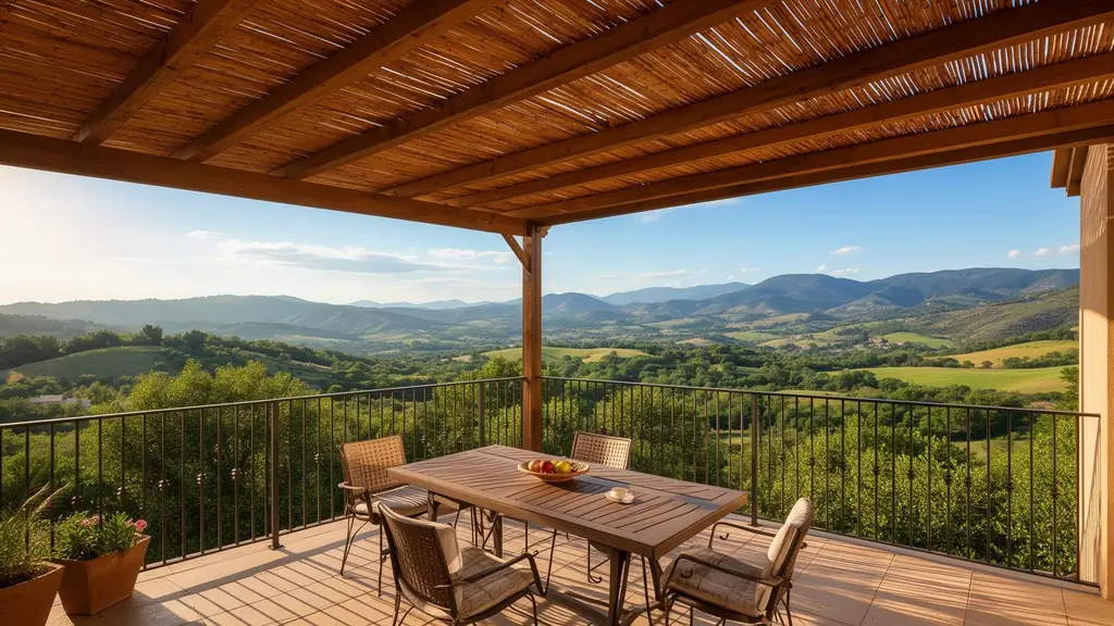 Patio with mountain views
